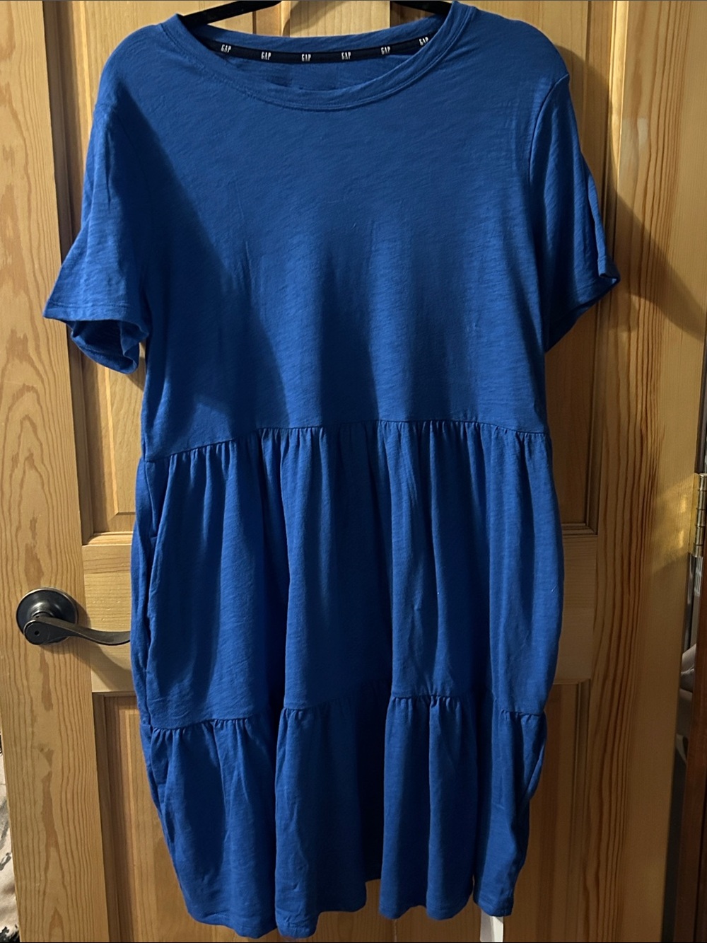 Women’s Casual Blue Tiered Short Sleeve Dress